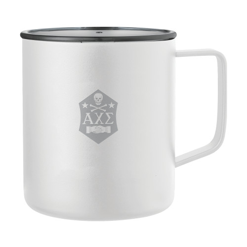  Rover Camp Vacuum Insulated White Mug 14oz - Fraternity Badge Engraved