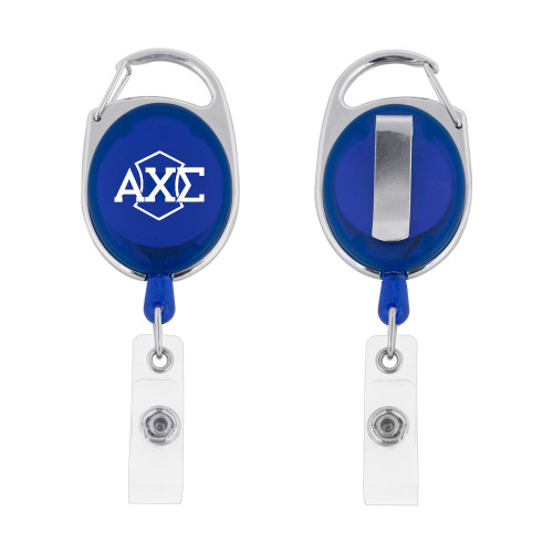  Blue Oval Retractable Badge Holder w/Clip - Official Fraternity Logo