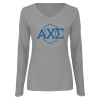 Thumbnail image for  Womens Grey Long Sleeve V Neck Tee 