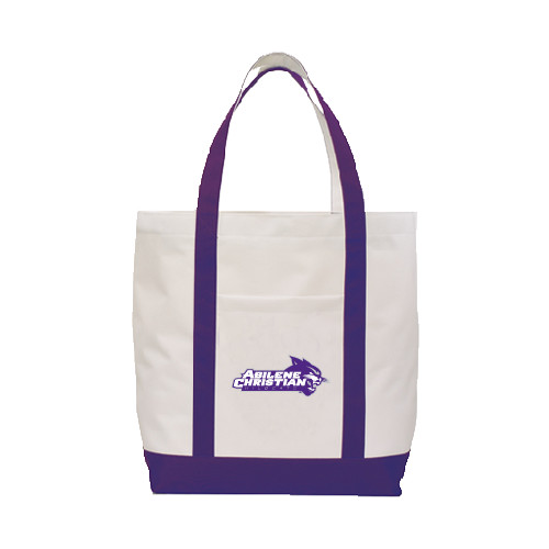  Contender White/Purple Canvas Tote - Primary Logo