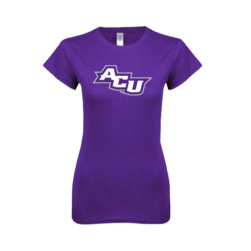  Next Level Womens Purple Boyfriend Tee - Angled ACU