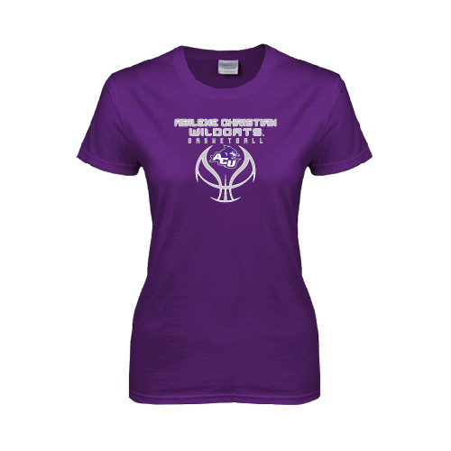  Womens Purple Short Sleeve Tee - Design On Basketball