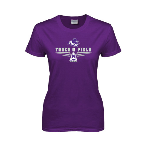  Womens Purple Short Sleeve Tee - Track and Field Shoe Design