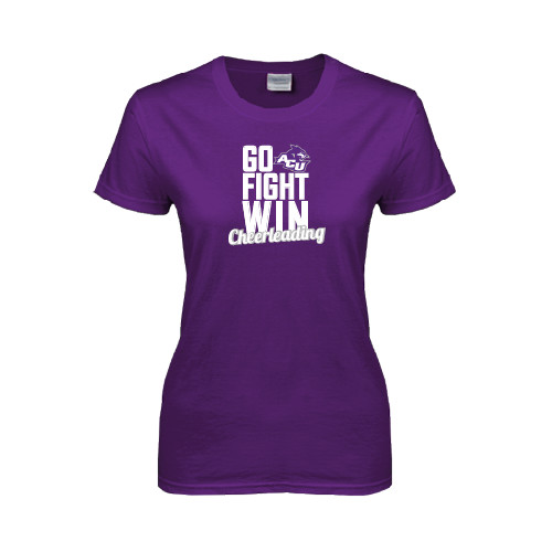  Womens Purple Short Sleeve Tee - Go Fight Win