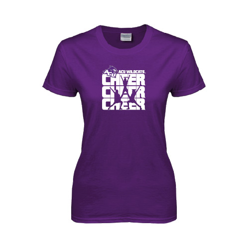  Womens Purple Short Sleeve Tee - Cheer