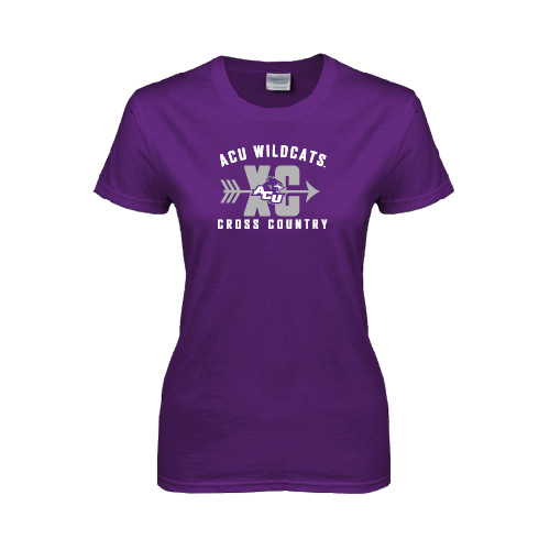  Womens Purple Short Sleeve Tee - Cross Country Design