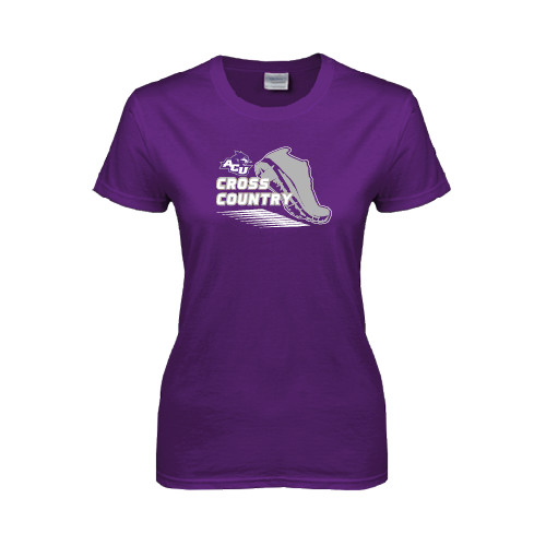  Womens Purple Short Sleeve Tee - Cross Country Shoe Design