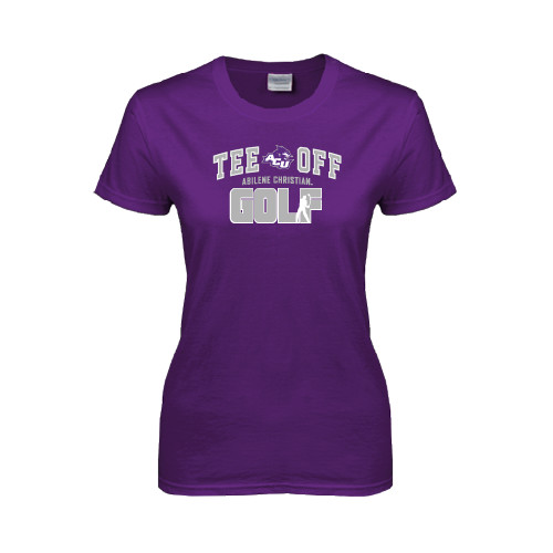  Womens Purple Short Sleeve Tee - Tee Off Golf Design