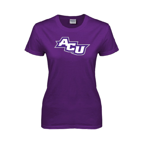  Womens Purple Short Sleeve Tee - Angled ACU