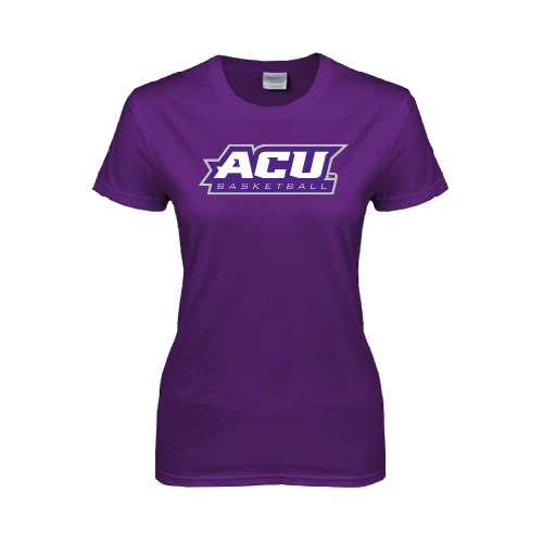  Womens Purple Short Sleeve Tee - Basketball