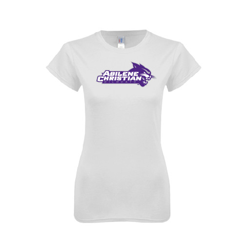  Next Level Womens White Boyfriend Tee - Primary Logo