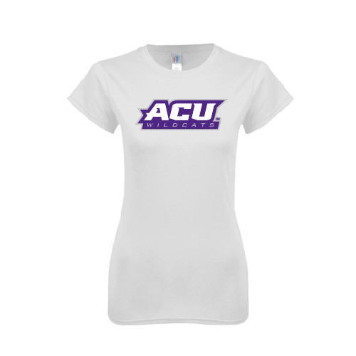  Next Level Womens White Boyfriend Tee - ACU Wildcats