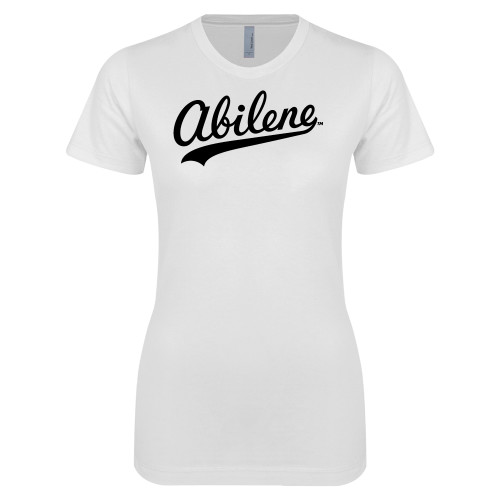  Next Level Womens White Boyfriend Tee - ACU - Abilene Script
