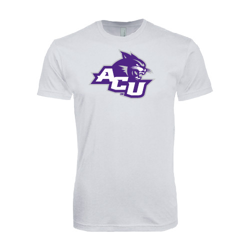  Next Level White SoftStyle T Shirt - Angled ACU w/Wildcat Head