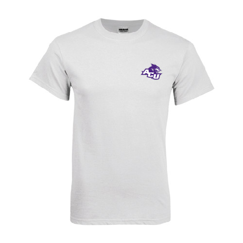  White T Shirt - Angled ACU w/Wildcat Head