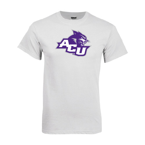  White T Shirt - Angled ACU w/Wildcat Head