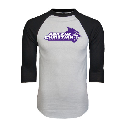  White/Black Raglan Baseball T Shirt - Primary Logo