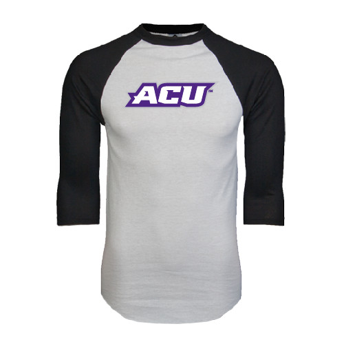  White/Black Raglan Baseball T Shirt - ACU