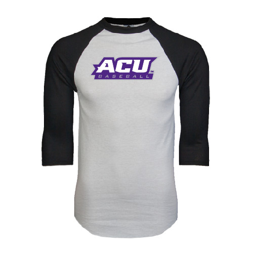  White/Black Raglan Baseball T Shirt - Baseball