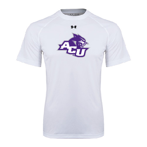  Under Armour White Tech Tee - Angled ACU w/Wildcat Head