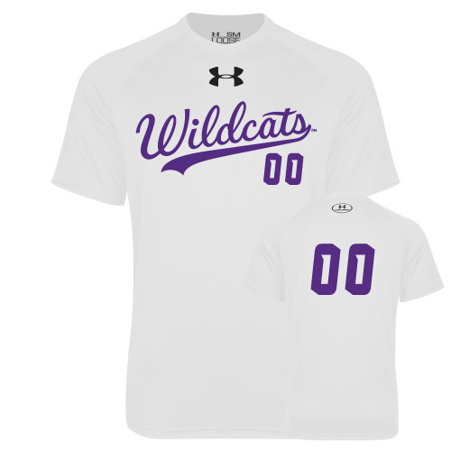  Under Armour White Tech Tee - UA Wildcats Script Personalized Number