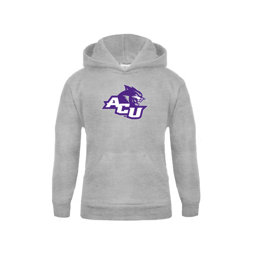  Youth Grey Fleece Hood - Angled ACU w/Wildcat Head