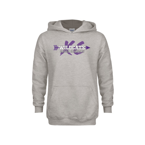  Youth Grey Fleece Hood - Wildcats Cross Country