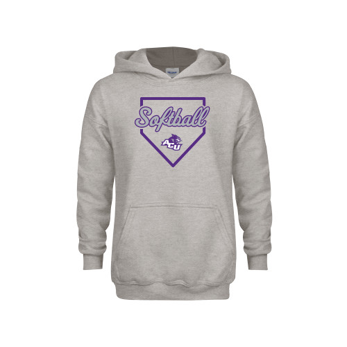  Youth Grey Fleece Hood - ACU Softball Home Plate