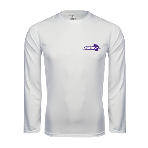  White Performance Long Sleeve Shirt - Primary Logo