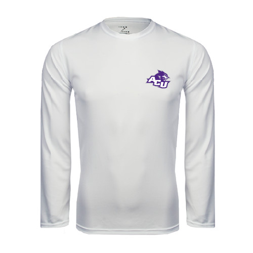  White Performance Long Sleeve Shirt - Angled ACU w/Wildcat Head