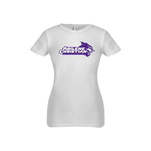  Next Level Girls White Fashion Fit T Shirt - Primary Logo