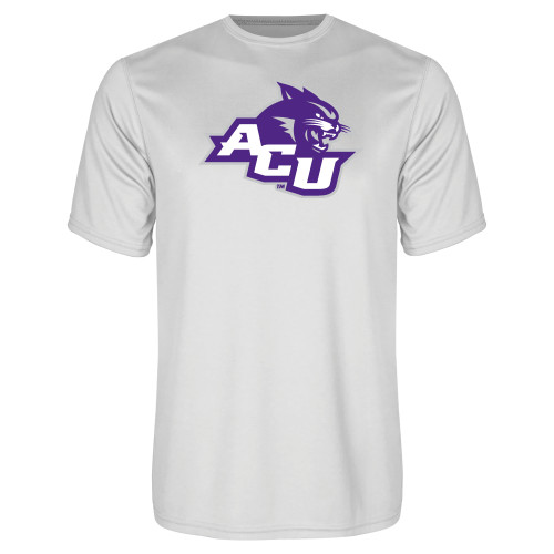  White Performance Tee - Angled ACU w/Wildcat Head