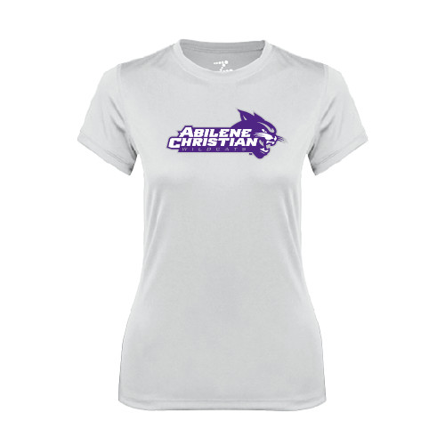  Womens White Performance Tee - Primary Logo