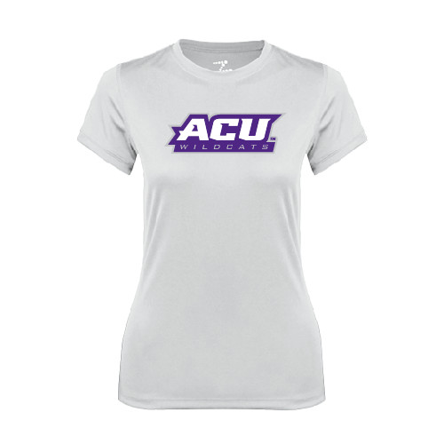  Womens White Performance Tee - ACU Wildcats