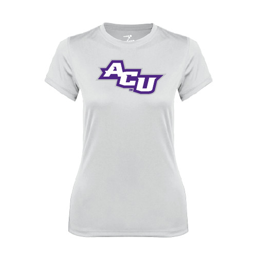  Womens White Performance Tee - Angled ACU