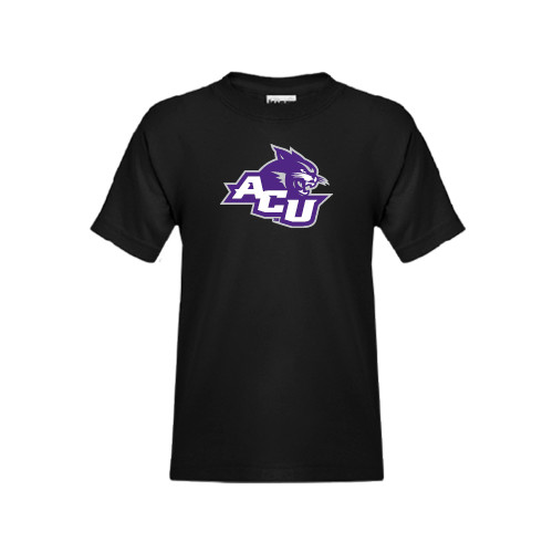  Youth Black T Shirt - Angled ACU w/Wildcat Head
