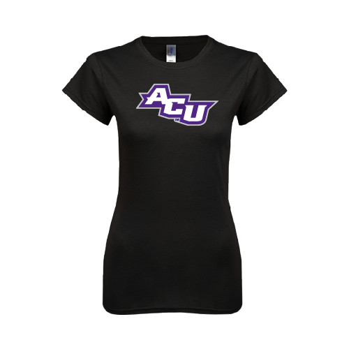  Next Level Womens Black Boyfriend Tee - Angled ACU