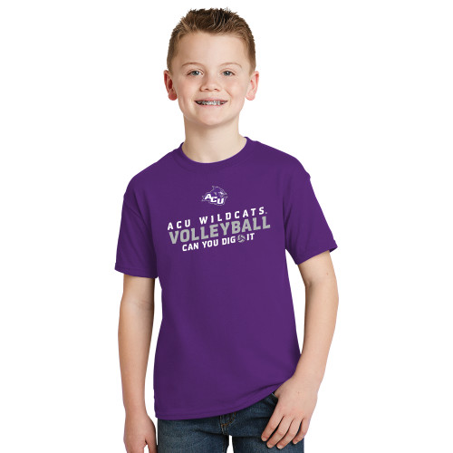 ACU Wildcat Youth Purple T Shirt - Can You Dig It - Volleyball