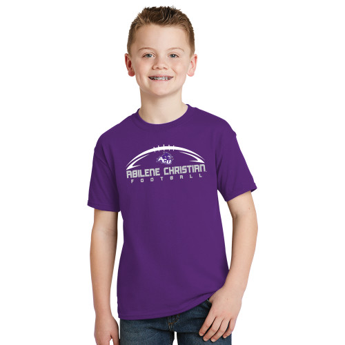  Youth Purple T Shirt - Wide Football Design