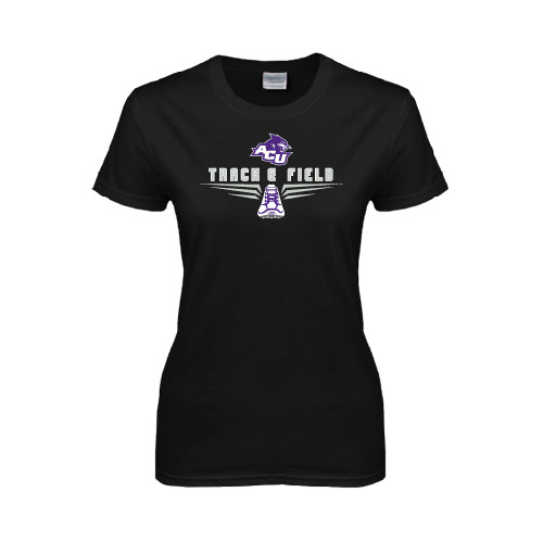  Womens Black Short Sleeve Tee - Track and Field Shoe Design