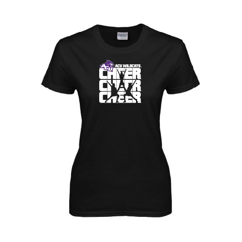  Womens Black Short Sleeve Tee - Cheer
