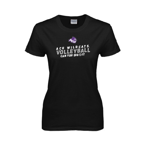  Womens Black Short Sleeve Tee - Can You Dig It - Volleyball