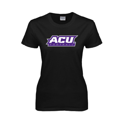  Womens Black Short Sleeve Tee - Football