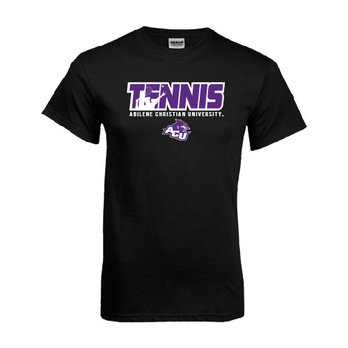  Black T Shirt - Tennis Player Design