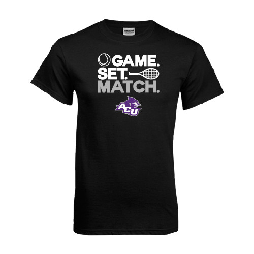  Black T Shirt - Game Set Match Tennis Design