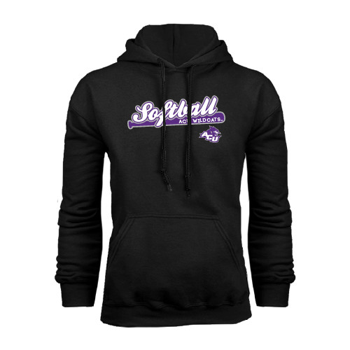  Black Fleece Hoodie - Softball Script w/ Bat Design