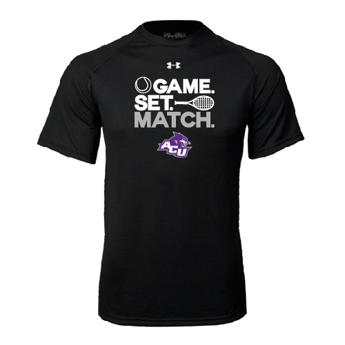  Under Armour Black Tech Tee - Game Set Match Tennis Design