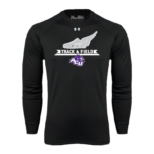  Under Armour Black Long Sleeve Tech Tee - Track and Field Side Shoe Design