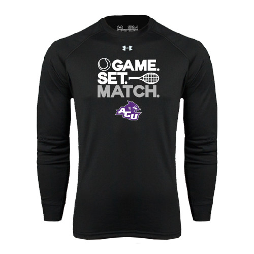  Under Armour Black Long Sleeve Tech Tee - Game Set Match Tennis Design