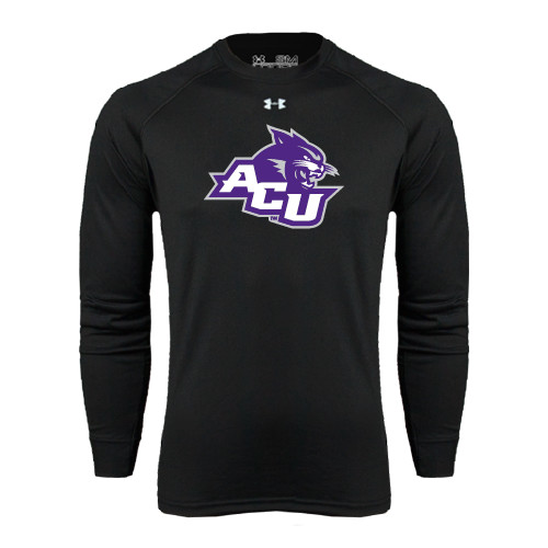  Under Armour Black Long Sleeve Tech Tee - Angled ACU w/Wildcat Head
